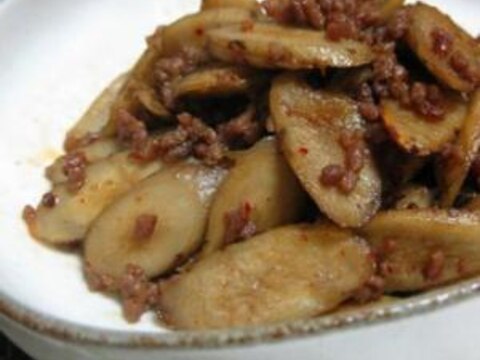 ピリ辛♡牛蒡と挽肉の炒り煮